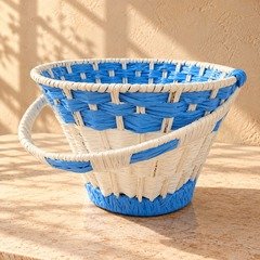 Tapered Blue & White Flower Basket
