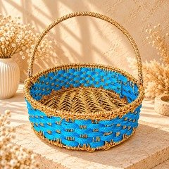 Festive Jewel-Tone Brass Handle Baskets