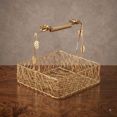 Antique Gold Square Wire Basket